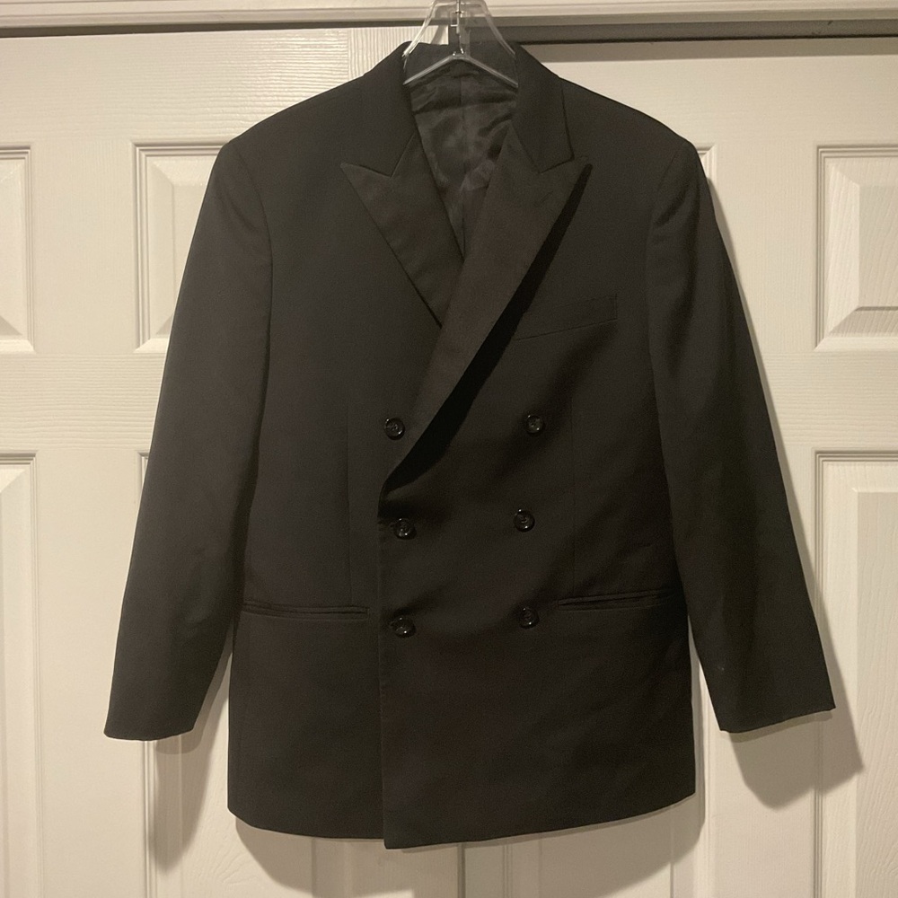 J.Crew Ludlow Tuxedo Suit Jacket Pants Set 100% Wool Black Dbl Wedding Men’s 40S